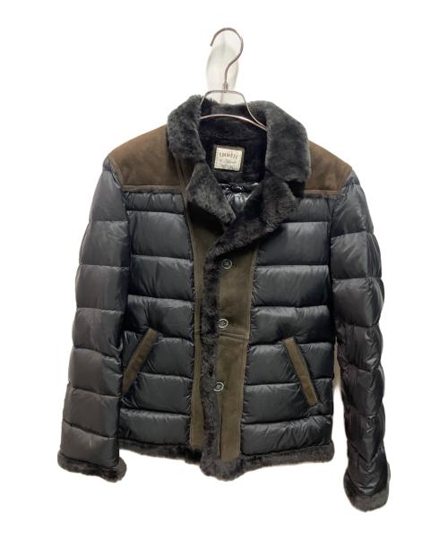 EMMETI（エンメティ）EMMETI (エンメティ) スエード切替ダウンジャケット ブラック サイズ:44の古着・服飾アイテム