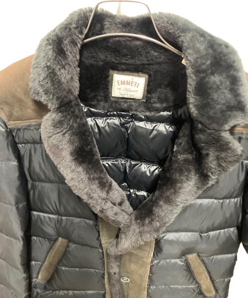 EMMETI（エンメティ）EMMETI (エンメティ) スエード切替ダウンジャケット ブラック サイズ:44の古着・服飾アイテム