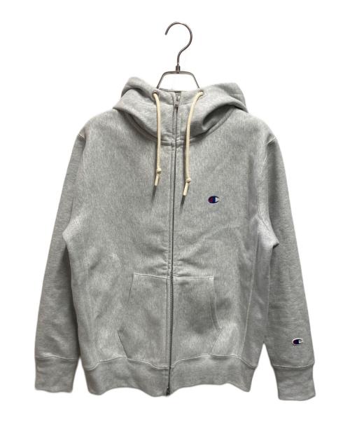 Champion REVERSE WEAVE（チャンピオン リバース ウィーブ）Champion REVERSE WEAVE (チャンピオン リバース ウィーブ) ストームシェル フルオープンスウェットパーカー グレー サイズ:Mの古着・服飾アイテム