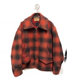 PENNEYS（ペニーズ）の古着「チェックハンティングジャケット CROWNジップ 推定50~60s」｜レッド
