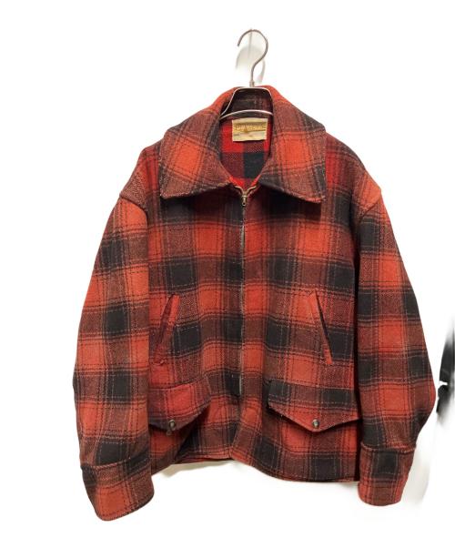 PENNEYS（ペニーズ）PENNEYS (ペニーズ) チェックハンティングジャケット CROWNジップ 推定50~60s レッド サイズ:44の古着・服飾アイテム