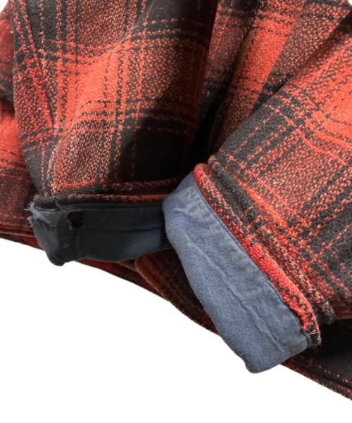 PENNEYS（ペニーズ）PENNEYS (ペニーズ) チェックハンティングジャケット CROWNジップ 推定50~60s レッド サイズ:44の古着・服飾アイテム