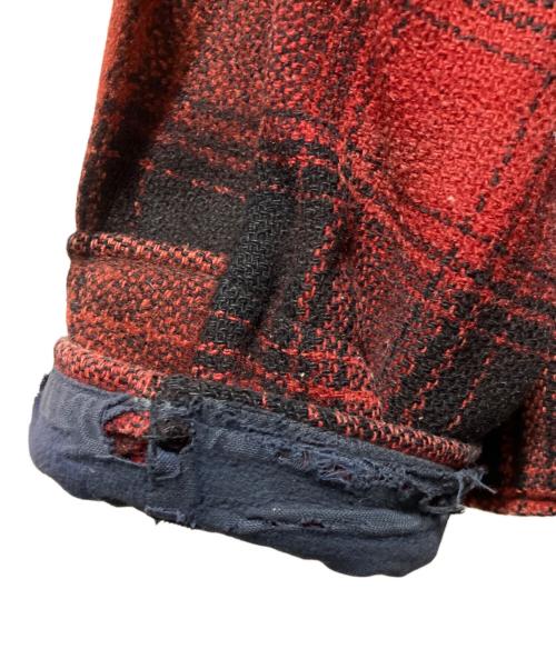 PENNEYS（ペニーズ）PENNEYS (ペニーズ) チェックハンティングジャケット CROWNジップ 推定50~60s レッド サイズ:44の古着・服飾アイテム