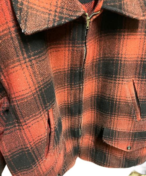 PENNEYS（ペニーズ）PENNEYS (ペニーズ) チェックハンティングジャケット CROWNジップ 推定50~60s レッド サイズ:44の古着・服飾アイテム