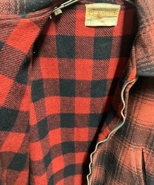 PENNEYS（ペニーズ）PENNEYS (ペニーズ) チェックハンティングジャケット CROWNジップ 推定50~60s レッド サイズ:44の古着・服飾アイテム
