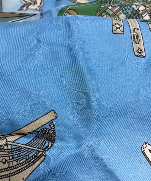 HERMES（エルメス）HERMES (エルメス) シルクスカーフ LE GEOGRAPHE ブルーの古着・服飾アイテム
