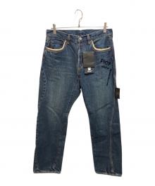 UNDERCOVER（アンダーカバー）の古着「ビーズ刺繍 DENIM PANTS Patti Smith BUT BEAUTIFUL復刻」｜インディゴ