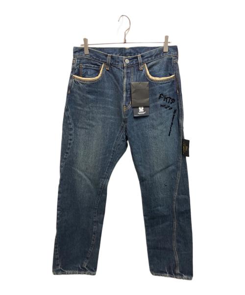 UNDERCOVER（アンダーカバー）UNDERCOVER (アンダーカバー) ビーズ刺繍 DENIM PANTS Patti Smith BUT BEAUTIFUL復刻 インディゴ サイズ:3の古着・服飾アイテム