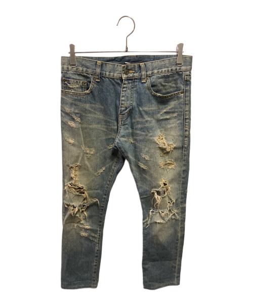 Saint Laurent Paris（サンローランパリ）Saint Laurent Paris (サンローランパリ) デストロイ クラッシュ加工 スキニー デニムパンツ インディゴ サイズ:30の古着・服飾アイテム