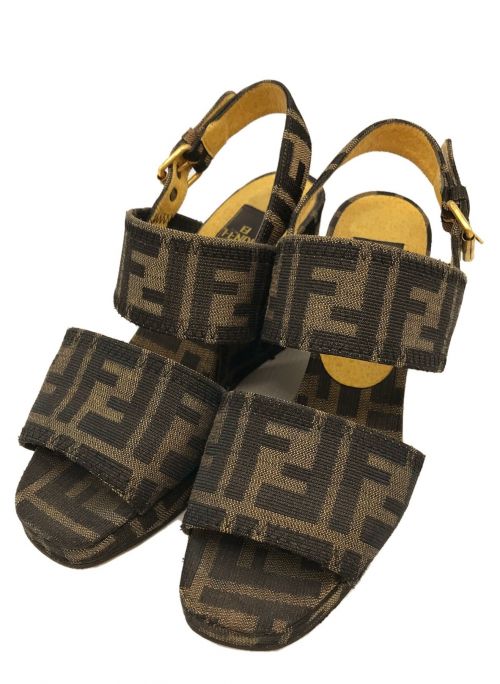 FENDI（フェンディ）FENDI (フェンディ) [OLD]ズッカ柄ウェッジソールサンダル ブラウン サイズ:22の古着・服飾アイテム