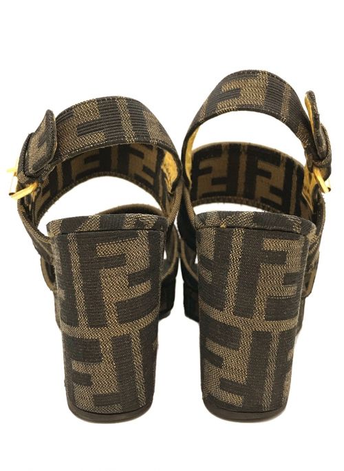 FENDI（フェンディ）FENDI (フェンディ) [OLD]ズッカ柄ウェッジソールサンダル ブラウン サイズ:22の古着・服飾アイテム