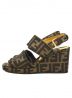 FENDI (フェンディ) [OLD]ズッカ柄ウェッジソールサンダル ブラウン サイズ:22：9800円