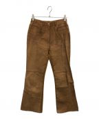 LA JOCONDEラ・ジョコンダ）の古着「レザー切替フレアパンツ」｜ブラウン