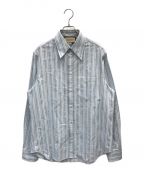 GUCCIグッチ）の古着「Striped Collared Long-sleeve Shirt」｜スカイブルー