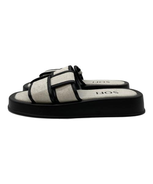 SOFI（ソフィー）SOFI (ソフィー) スクエアフラットサンダル グレー×ブラック サイズ:36の古着・服飾アイテム