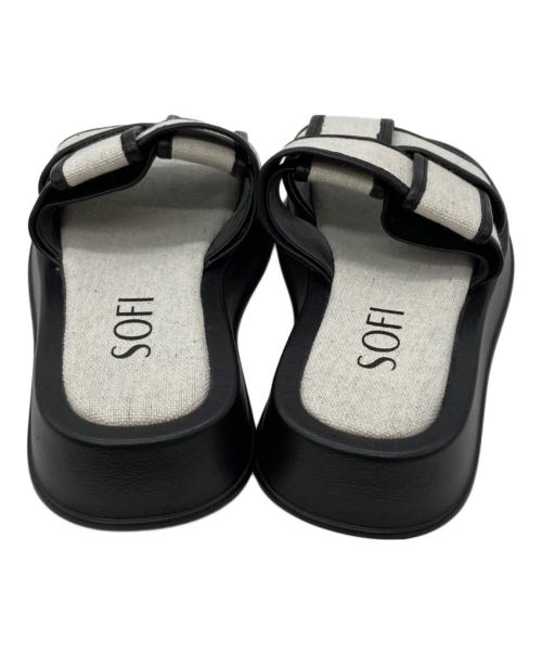 SOFI（ソフィー）SOFI (ソフィー) スクエアフラットサンダル グレー×ブラック サイズ:36の古着・服飾アイテム