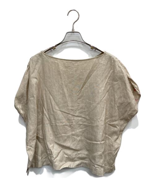 BEARDSLEY（ビアズリー）BEARDSLEY (ビアズリー) ボーダーリネンブラウス アイボリー×ピンク サイズ:FREEの古着・服飾アイテム