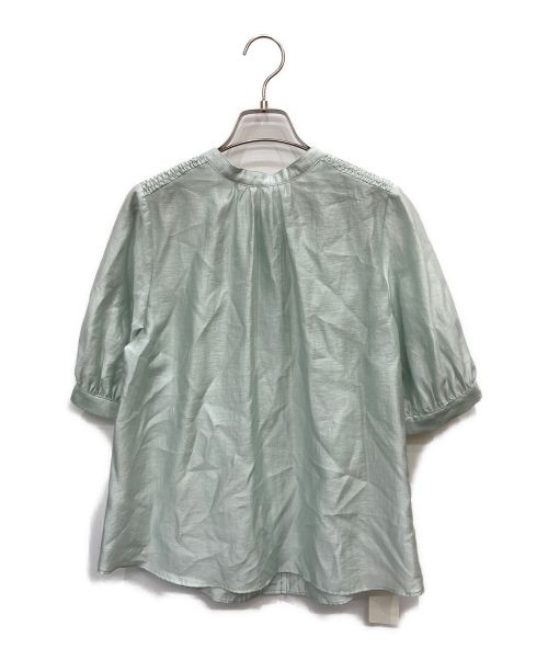 NOLLEY'S（ノーリーズ）NOLLEY'S (ノーリース) 2WAYソフトオーガンジーシャーリング5分袖ブラウス グリーン サイズ:38 未使用品の古着・服飾アイテム