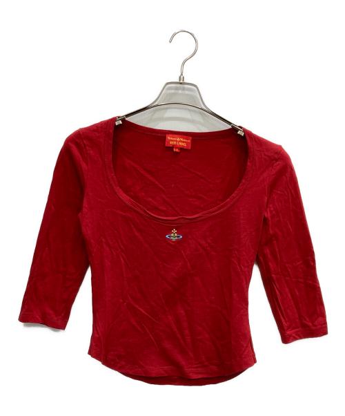 Vivienne Westwood RED LABEL（ヴィヴィアンウエストウッドレッドレーベル）Vivienne Westwood RED LABEL (ヴィヴィアンウエストウッドレッドレーベル) オーブ刺繍カットソー レッド サイズ:Sの古着・服飾アイテム