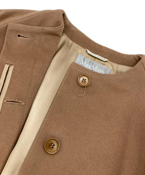 MaxMara（マックスマーラ）MaxMara (マックスマーラ) ノーカラーコート ブラウン サイズ:36の古着・服飾アイテム