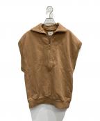 FUMIE=TANAKAフミエタナカ）の古着「ノースリーブハーフジップスウェット」｜ブラウン