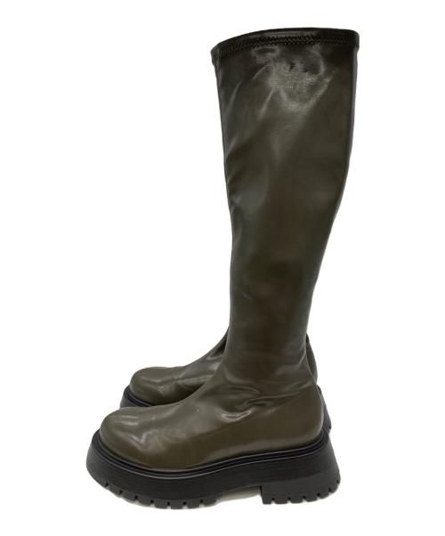 moussy（マウジー）moussy (マウジー) ロングブーツ オリーブ サイズ:M 未使用品の古着・服飾アイテム