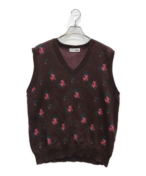 TTT MSW（ティー）TTT MSW (ティー) FLOWER KNIT VEST ブラウン サイズ:FREEの古着・服飾アイテム