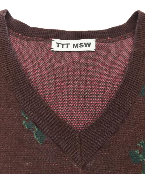 TTT MSW（ティー）TTT MSW (ティー) FLOWER KNIT VEST ブラウン サイズ:FREEの古着・服飾アイテム