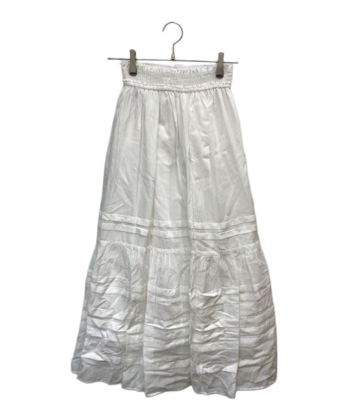 Munich（ミューニック）Munich (ミューニック) コットンビスコースボイルタックマキシスカート ホワイト サイズ:S 未使用品の古着・服飾アイテム