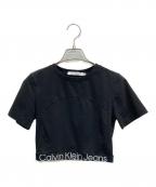 Calvin Klein Jeansカルバンクラインジーンズ）の古着「ショート丈Tシャツ」｜ブラック
