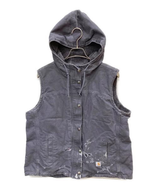 CarHartt（カーハート）CarHartt (カーハート) 裏ボアフードベスト パープル×グレー サイズ:XL(レディース規格)の古着・服飾アイテム