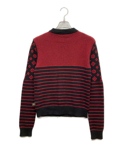LOUIS VUITTON（ルイ ヴィトン）LOUIS VUITTON (ルイ ヴィトン) カシミヤモノグラムボーダーニット レッドブラック サイズ:Sの古着・服飾アイテム