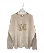 MaxMaraマックスマーラ）の古着「カシミヤロゴクルーネックニット」｜ベージュ