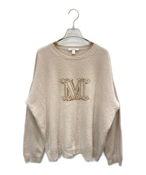 MaxMara（マックスマーラ）MaxMara (マックスマーラ) カシミヤロゴクルーネックニット ベージュ サイズ:表記なしの古着・服飾アイテム