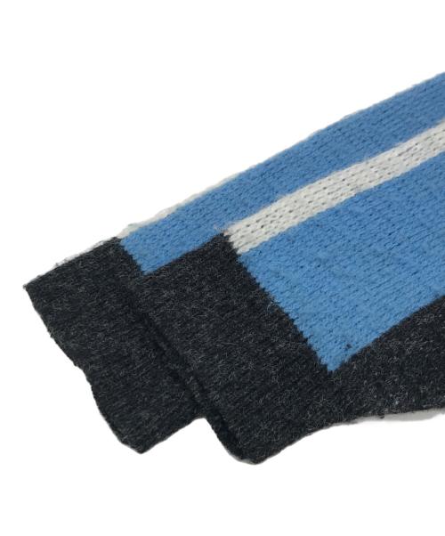 rugby sportswear（ラグビースポーツウェア）rugby sportswear (ラグビースポーツウェア) 60s フルジップアクリルカーディガン ブルー×グレー サイズ:表記なしの古着・服飾アイテム