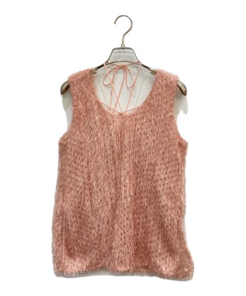 FRAY ID（フレイ アイディー）FRAY ID (フレイ アイディー) フリンジジャカードトップス ピンク サイズ:FREEの古着・服飾アイテム
