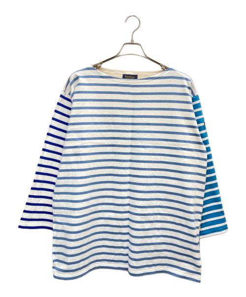 Le minor（ルミノア）Le minor (ルミノア) TOMORROW LAND (トゥモローランド) クレイジーパターンビッグバスクシャツ ホワイト×ブルー サイズ:Fの古着・服飾アイテム