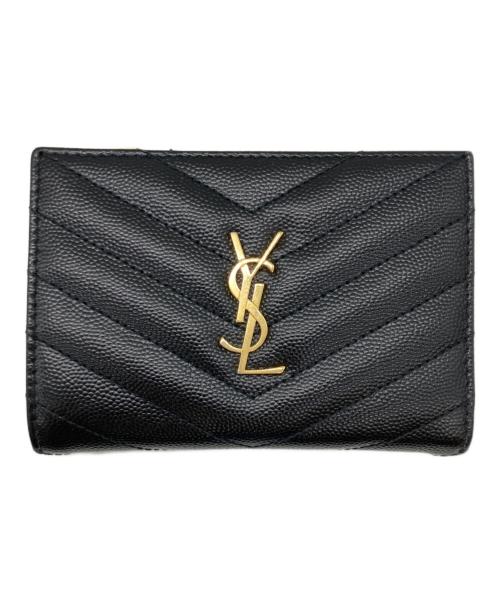 Yves Saint Laurent（イヴサンローラン）Yves Saint Laurent (イヴサンローラン) 2つ折り財布 ブラックの古着・服飾アイテム