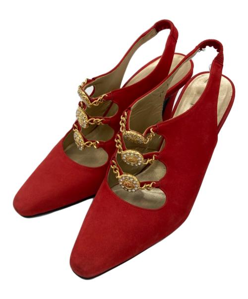 GIANNI VERSACE（ジャンニ・ヴェルサーチ）GIANNI VERSACE (ジャンニ・ヴェルサーチ) メデューサパンプス レッド サイズ:35 1/2の古着・服飾アイテム