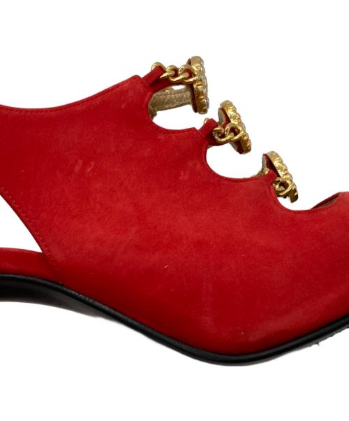 GIANNI VERSACE（ジャンニ・ヴェルサーチ）GIANNI VERSACE (ジャンニ・ヴェルサーチ) メデューサパンプス レッド サイズ:35 1/2の古着・服飾アイテム