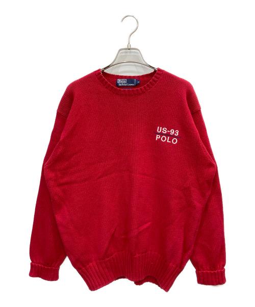 POLO RALPH LAUREN（ポロ・ラルフローレン）POLO RALPH LAUREN (ポロ・ラルフローレン) 90s ｢US-93｣クルーネックコットンニット レッド サイズ:Mの古着・服飾アイテム