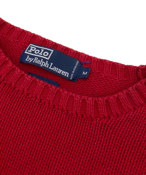 POLO RALPH LAUREN（ポロ・ラルフローレン）POLO RALPH LAUREN (ポロ・ラルフローレン) 90s ｢US-93｣クルーネックコットンニット レッド サイズ:Mの古着・服飾アイテム