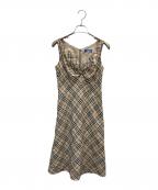BURBERRY BLUE LABELバーバリーロンドンブルーレーベル）の古着「ノバチェックノースリーブワンピース」｜ベージュ