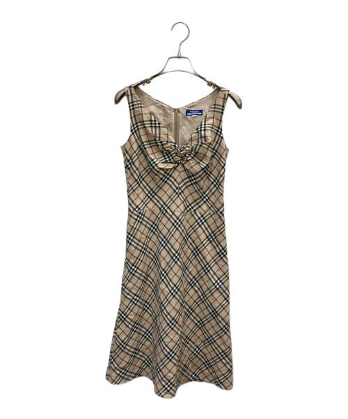 BURBERRY BLUE LABEL（バーバリーロンドンブルーレーベル）BURBERRY BLUE LABEL (バーバリーブルーレーベル) ノバチェックノースリーブワンピース ベージュ サイズ:36の古着・服飾アイテム