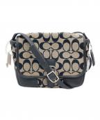 COACHコーチ）の古着「HADLEY SIGNATURE FIELD BAG」｜ベージュ×ブラック
