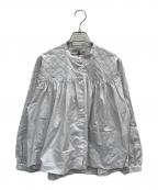 STAMP AND DIARYスタンプアンドダイアリー）の古着「60コットンローン ヨーク切替ブラウス」｜ライトグレー