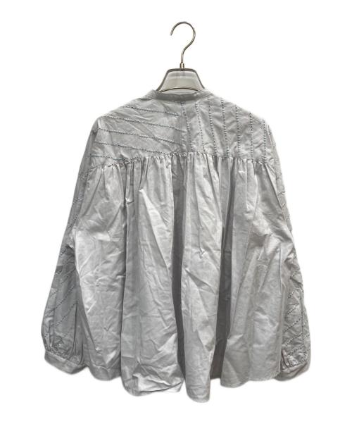 STAMP AND DIARY（スタンプアンドダイアリー）STAMP AND DIARY (スタンプアンドダイアリー) 60コットンローン ヨーク切替ブラウス ライトグレー サイズ:Fの古着・服飾アイテム