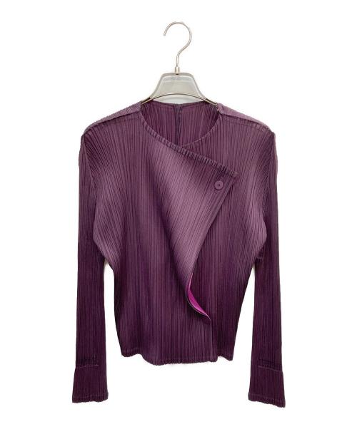 PLEATS PLEASE（プリーツプリーズ）PLEATS PLEASE (プリーツプリーズ) プリーツカーディガン パープル サイズ:3の古着・服飾アイテム