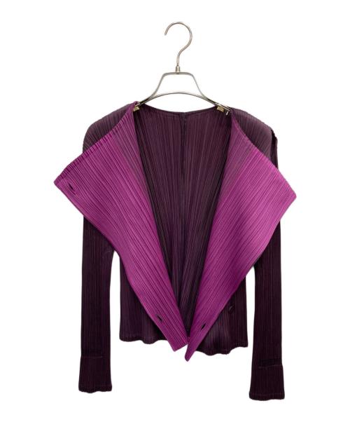 PLEATS PLEASE（プリーツプリーズ）PLEATS PLEASE (プリーツプリーズ) プリーツカーディガン パープル サイズ:3の古着・服飾アイテム