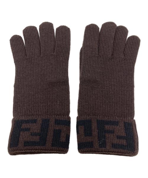 FENDI（フェンディ）FENDI (フェンディ) ニットグローブ ブラウン サイズ:表記なしの古着・服飾アイテム